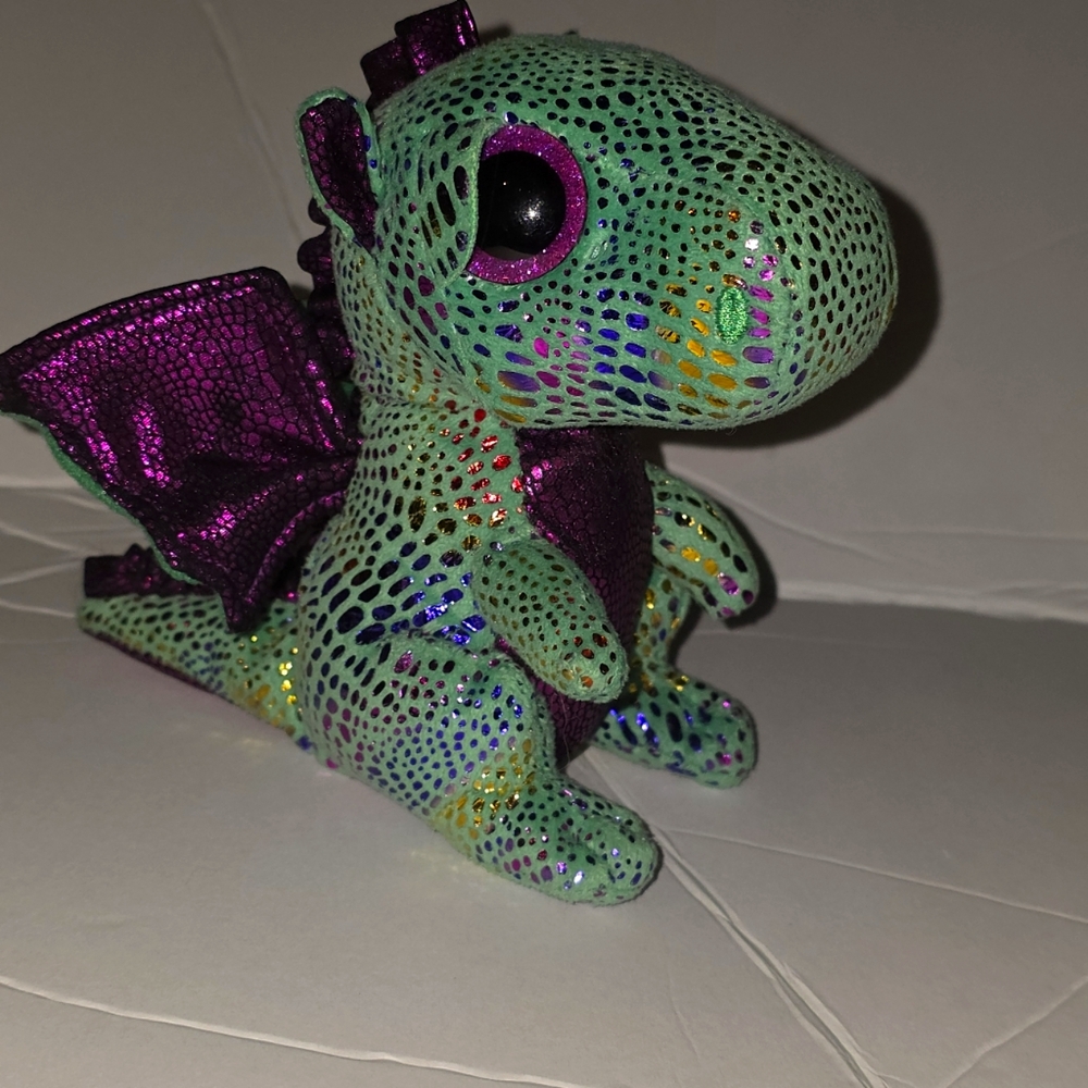 Sparkly Green and Purple Dinosaur Plush Toy